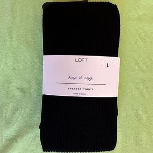 ANN TAYLOR LOFT RIBBED SWEATER TIGHTS:NWT BLACK  L